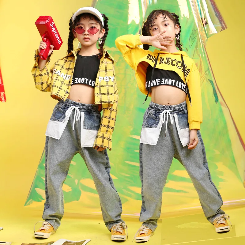 

Girls Jazz Costumes Korean-style Trending Children Navel Hip Hop Childrenswear Children Hip Hop Clothes Girl's Costume