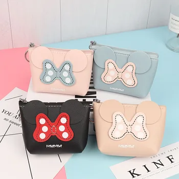 

4PCS A Lot Mickey Hollow PU Coin Purse Cute Cartoon Mini Lady Wallet Coin Bag Headphone Bag Handbag Gift