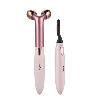 

2 in 1 Electric Face Massager Roller 3D V Face Line Shape Heated Eyelash Curler Makeup Wrinkle Remover Skin Lifting Beauty Tool