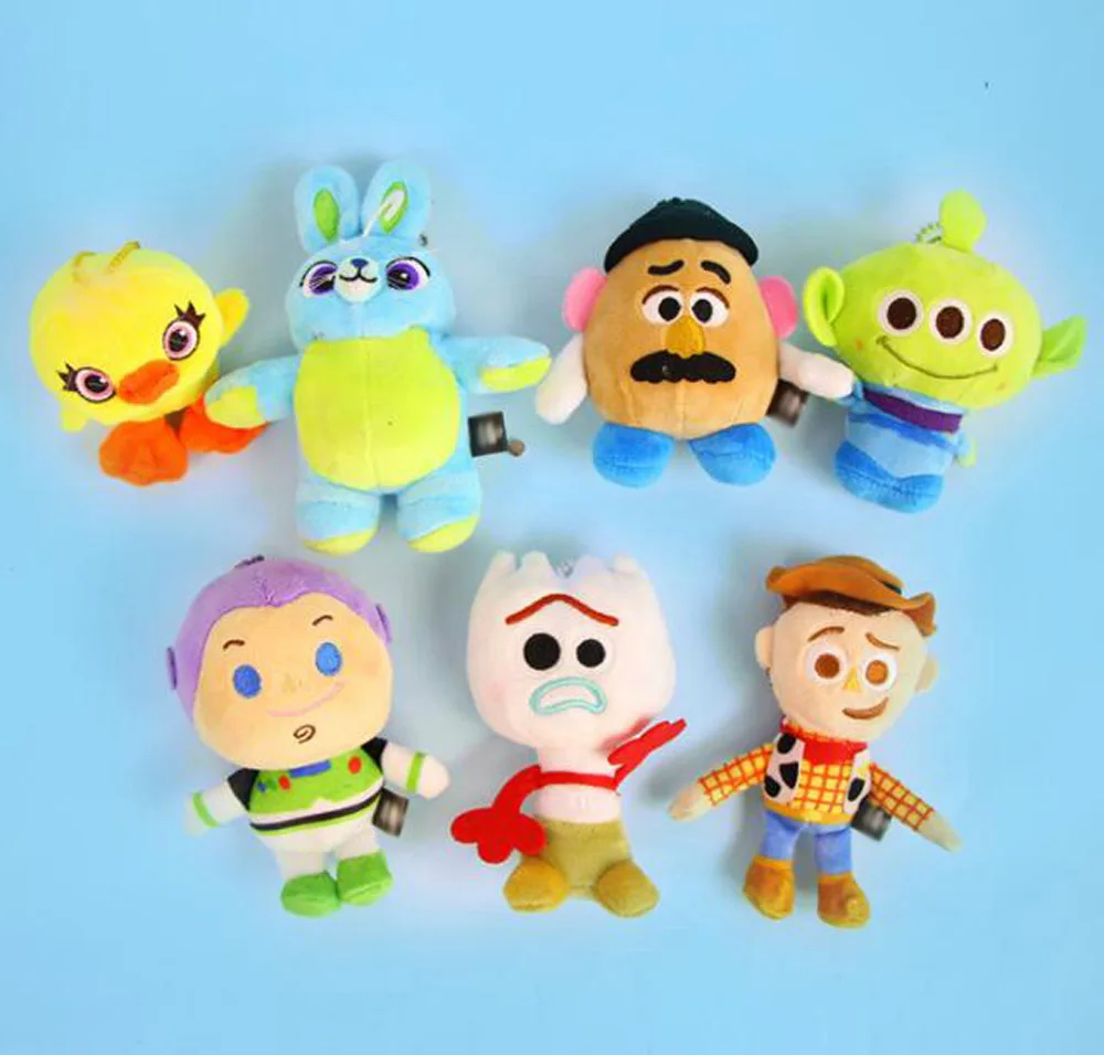 EMS 100/лот 7 видов стилей Q Bunny Buzz Woody Alien Lightyear Ducky Forky г-н картофель 10 см плюшевый брелок игрушка-брелок - Color: Mix up