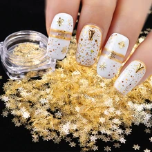 1 шт. золотой снег хлопья гвоздь блестки металлические цветы зима 3D Блестки блестка Декор Аксессуары инструменты для маникюра BE889