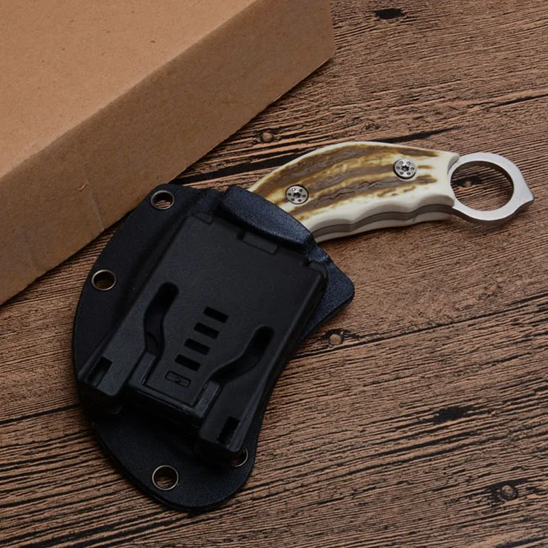 Острый нож Karambit, нож с фиксированным лезвием для выживания, нож-коготь 440C из стали для кемпинга, охоты, боевых тактических ножей+ оболочка из АБС-пластика