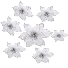 10 шт. вечерние украшения Свадебный венок домашний фестиваль Искусственные цветы блеск Poinsettia отель рождественская ель подарок стол поддельные