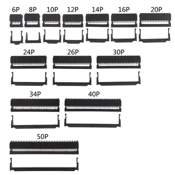 

10set 6/8/10/12/14-50Pin IDC Socket Pin Dual Row Pitch 2.54mm IDC Connector 6-50 Pin Cable Socket Plug Ribbon Cable Connector