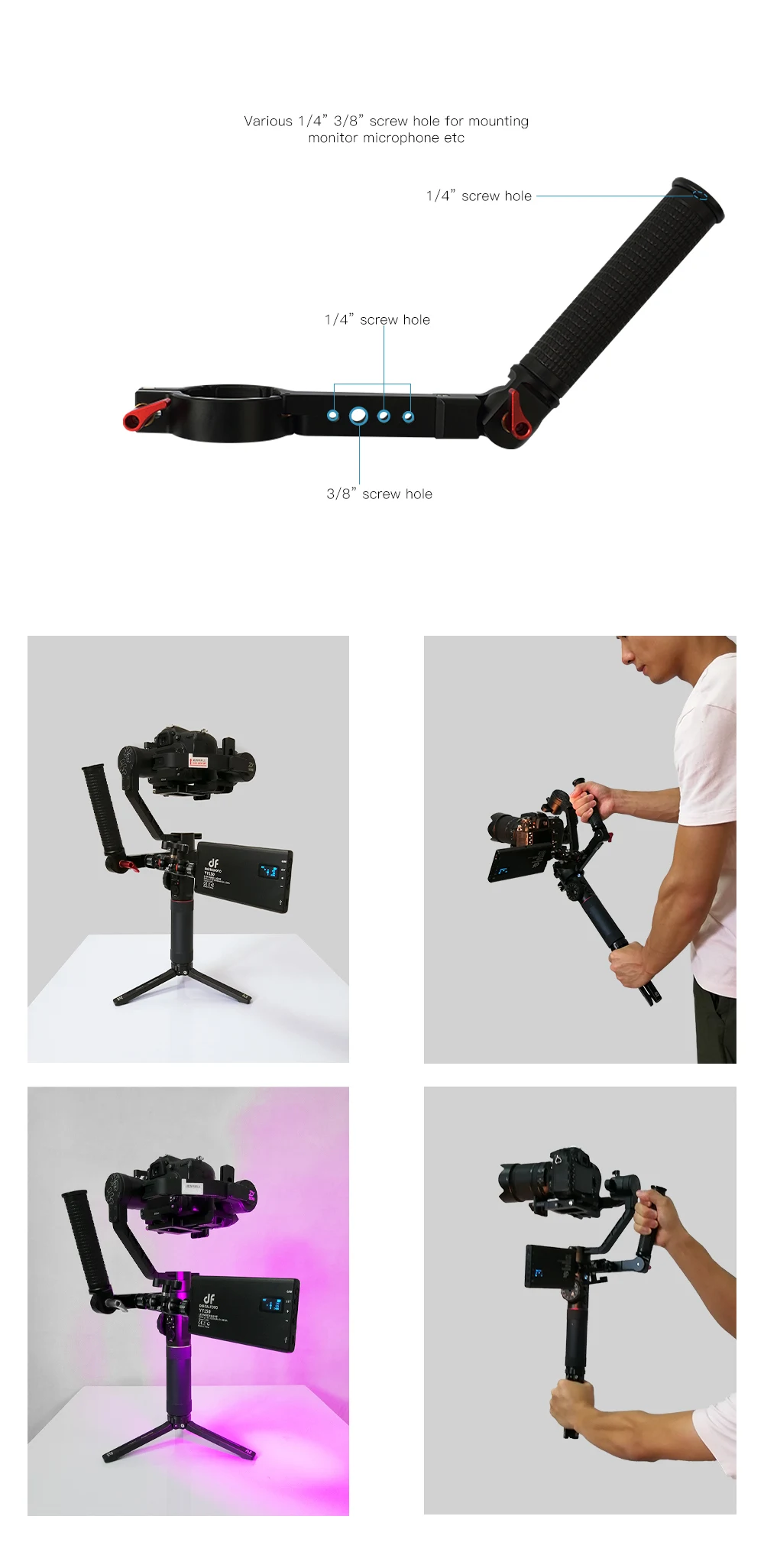 DF DIGITALFOTO универсальная ручка для Zhiyun Crane 2 RONIN S подключение микрофона, монитор удлинитель, угол регулируемый