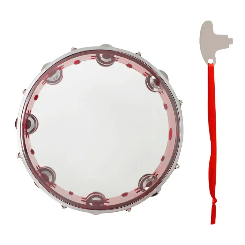 

Stainless Steel Self-Tuning Hand Tambourine J93 10" Self-tuning Tambourine Handbell Hand Drum Percussion Instrument Toy