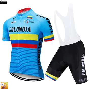 

2019 New COLOMBIA Team Cycling Jersey 16D Gel Pad Bike Shorts Set MTB Ropa Ciclismo Mens Pro Summer Bicycling Maillot Wear
