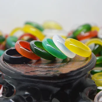 

3pcs random Unisex Natural Agate Carnelian Gemstone Solid Band Ring Jade Size 7-9 Meditation Relax Healing Women Man luck Gifts