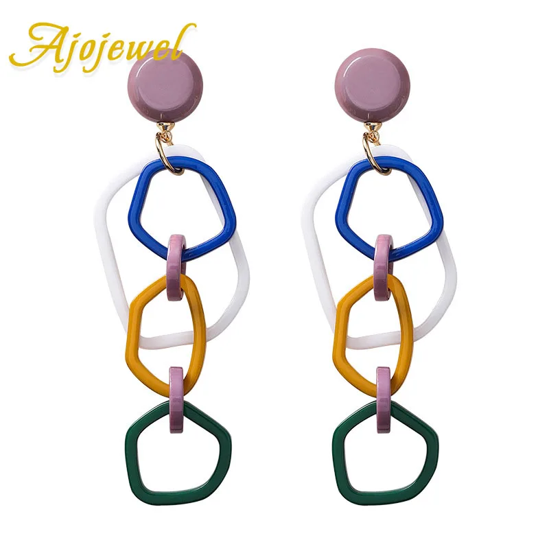 

Colorful Geometric Acrylic Earrings Women Statement Long Earrings Costume Jewelry Accessories 2019 Bijoux