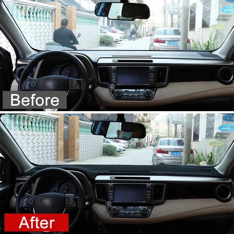 Car Dashboard Cover Mats Avoid Light Pad Instrument Platform Desk Carpets For Toyota RAV4 2013-2017