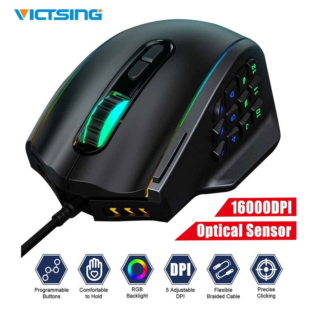 Professional Lightweight 16000DPI Computer Gaming Mouse USB Wired Business Office Computer Mice