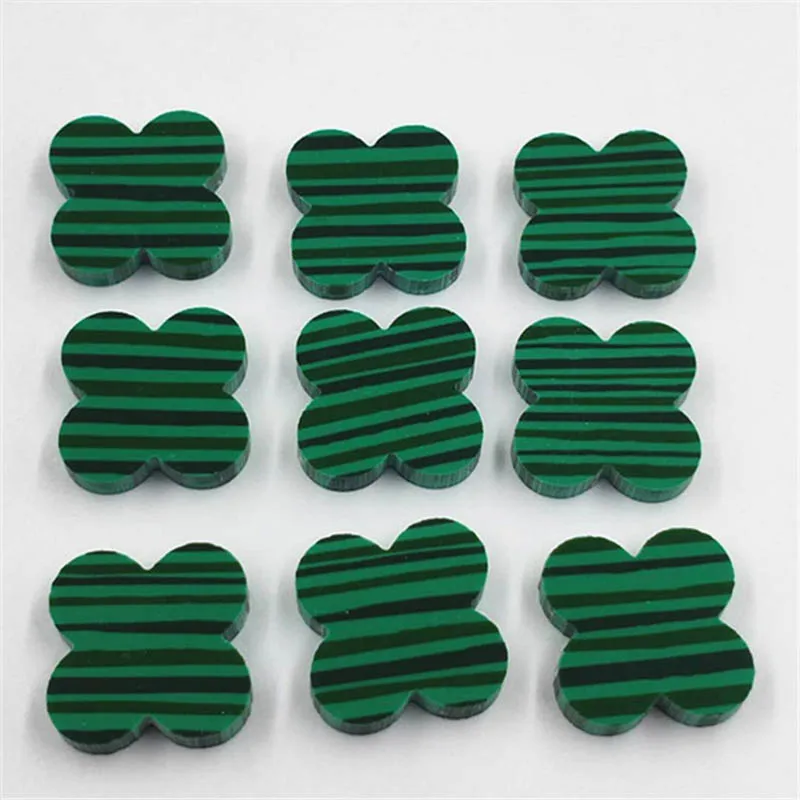 

Flat Four Leaf Clover Synthetic Malachite Stone Cabochons CABs Jewelry 10mm 12mm 14mm 16mm 18mm Cabochon DIY Crafts Undrilled