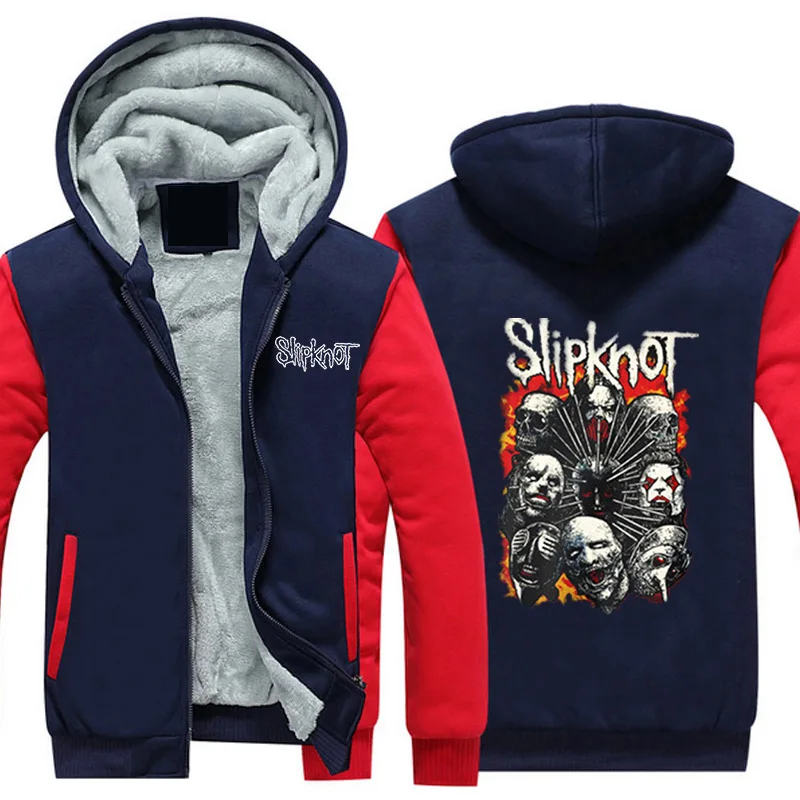 2019 Зимняя мода рок группа Slipknot толстовки на молнии куртки с принтом плотные