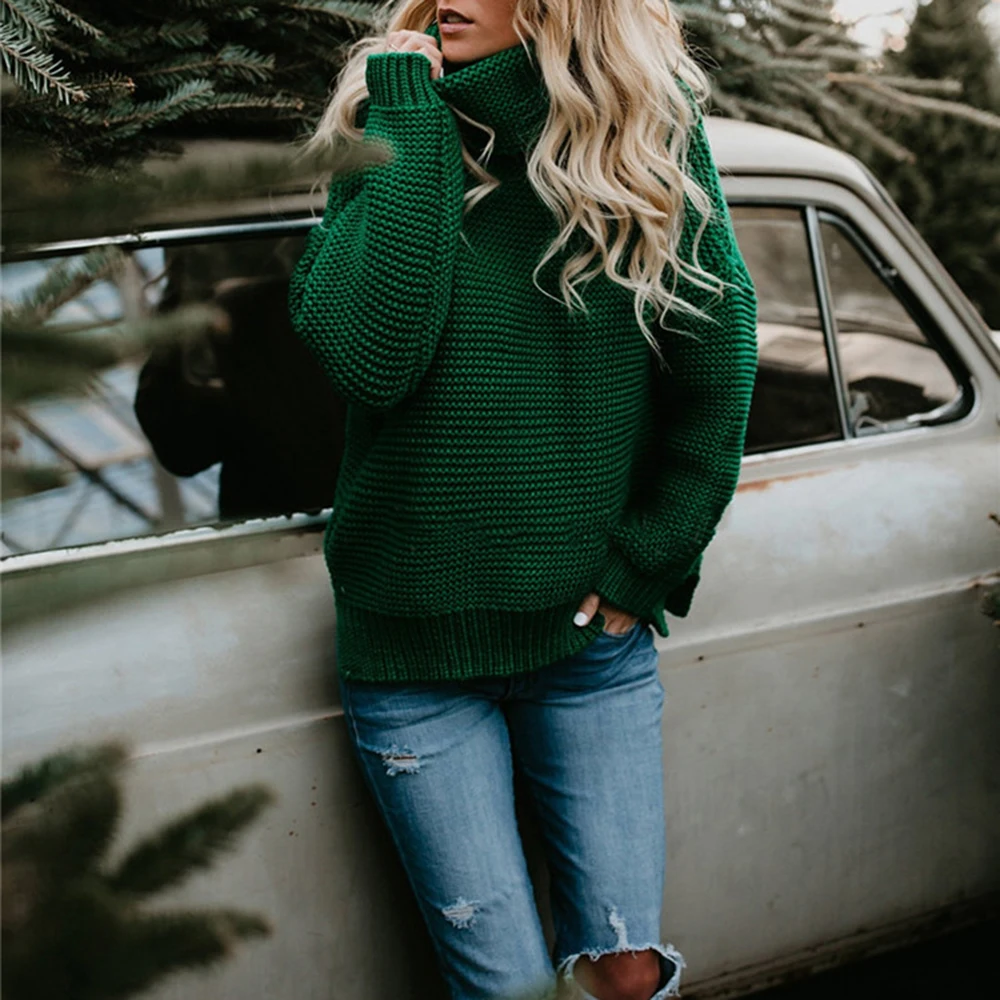 Cena Zima sweter kobiet sweter z golfem sweter z dzianiny z długim rękawem XL ubranie plus size Sueter Mujer Invierno 2019