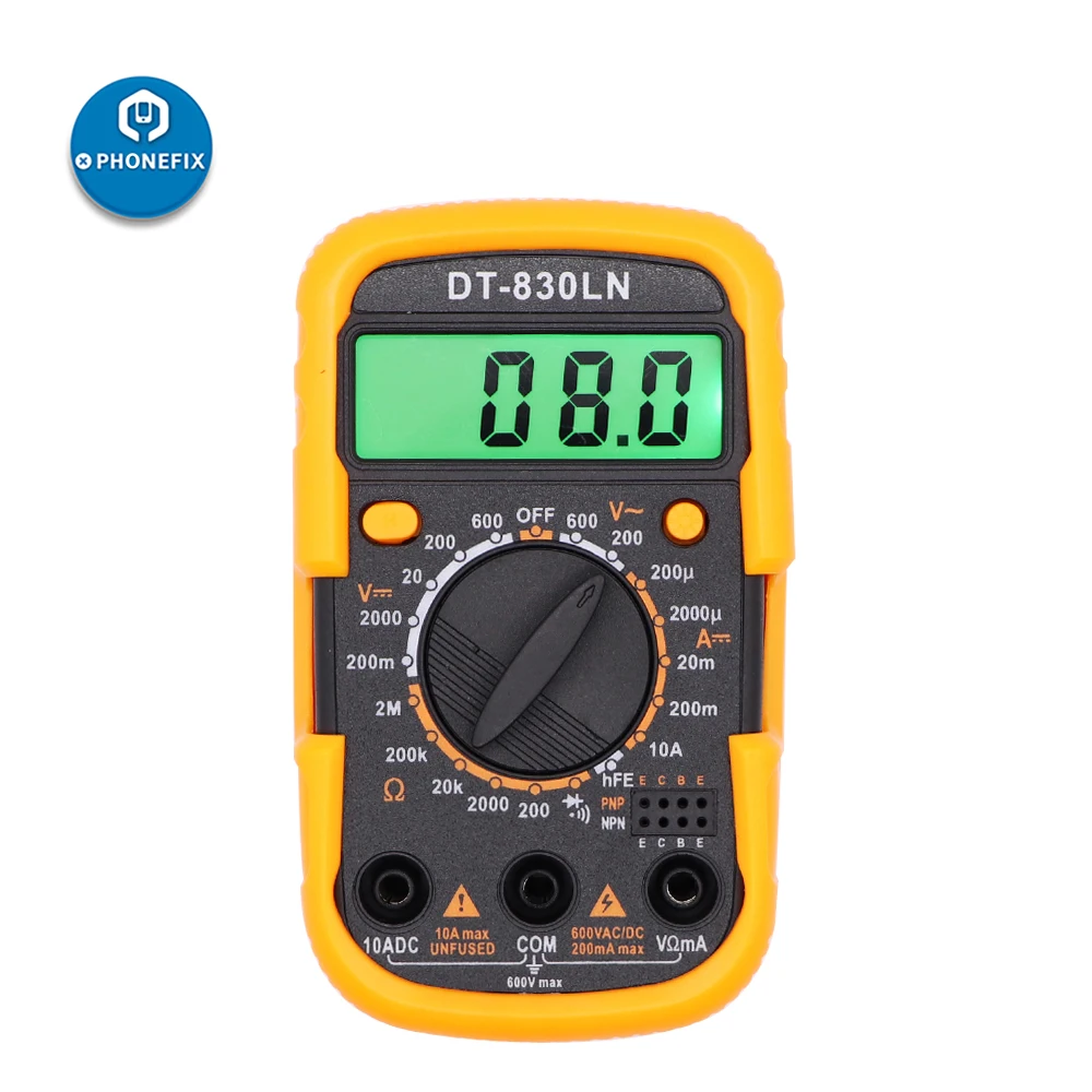 

DT-830LN Mini Digital Multimeter Handheld with Backlight LCD Display Multimeter AC/DC Voltage Amp Current Resistance Tester