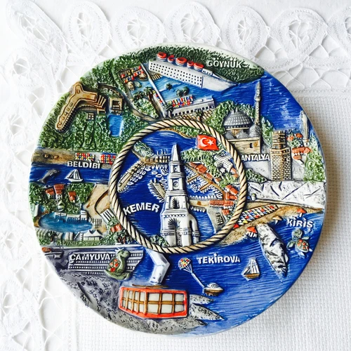 Креативность Лондон туристический сувенир Франция скандинавские декоративные блюда стены диван фон кулон ручная роспись керамический диск - Color: 2