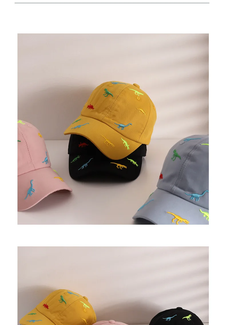 Korea Children's Hat New Cartoon Dinosaur Embroidered Cap Trend Big Eaves Sun Shading Baby Baseball Caps Casual Kids Visors men's golf baseball caps