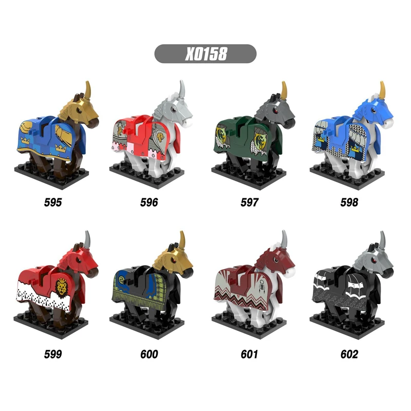 

X0158 Single Sale Model Building Blocks Hobbit Rome Knights Knight Wars Blue Horse Crown action Collection Toys For Children DIY