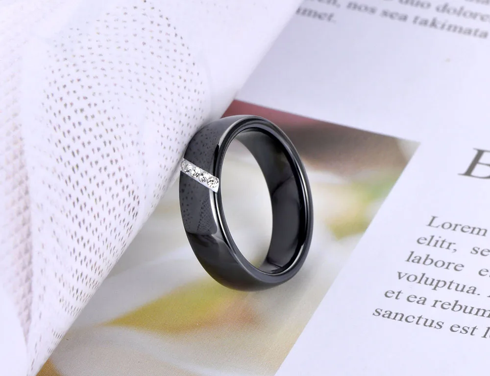 Trendy Ceramic Crystal Wedding Ring Jewelry For Women Stainless Steel Clay Rhinestone Engagement Ring BR19069 wedding rings womens ring finger rings jewelry rings ring jewelry