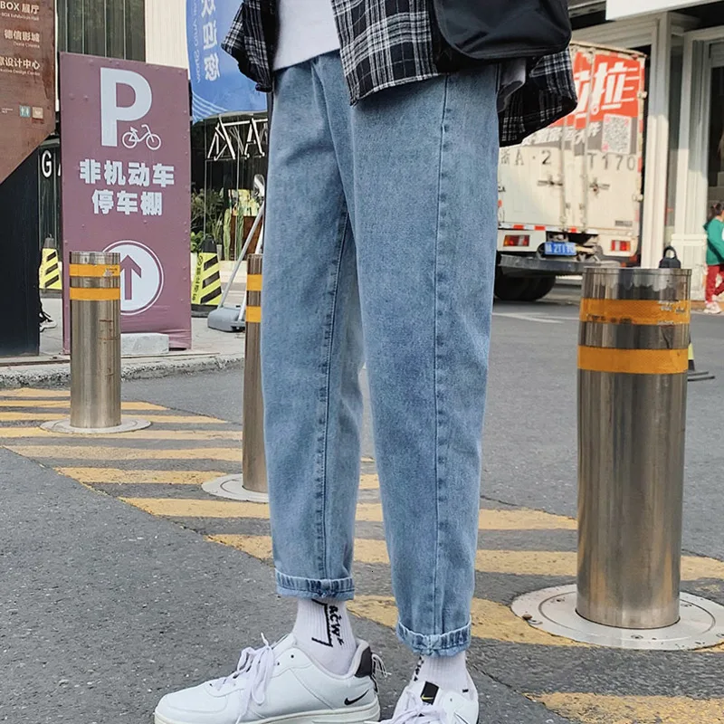 Autumn Jeans Men s Slim Fashion Washed Solid Color Casual Jean Pants Men Streetwear Wild Hip 5