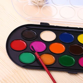 

16 Colors Solid Watercolor Paints Paint Box with Paintbrush Professional Bright Color Portable Sketch watercolor palette