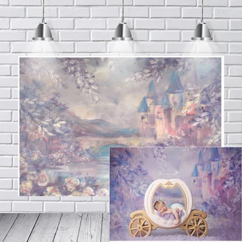 

Pastel Forest Valley Bridge Castle River Outdoor Washable Wrinkle Free Photo Studio Background Backdrop Polyester Fabric