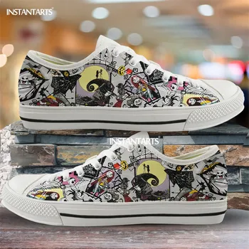 

INSTANTARTS Nightmare Before Christmas Low Top Canvas Shoe Brand Design Lace Up Spring Footwear Walk Sneakers Boys Girls Shoes