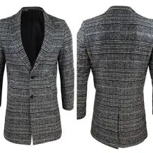 Мужское твидовое клетчатое длинное пальто с узором в елочку, цельные костюмы, костюм из шерсти, твидовая куртка, жилет, костюм на заказ