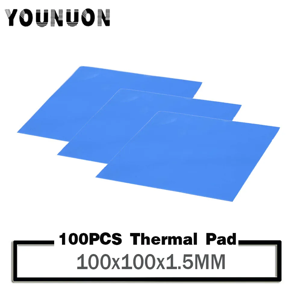 

100PCS 100x100x1.5mm Thermal Conductivity Thermal Pad 100x100x1.5mm Conductivity For LED GPU CPU Heatsink Cooling