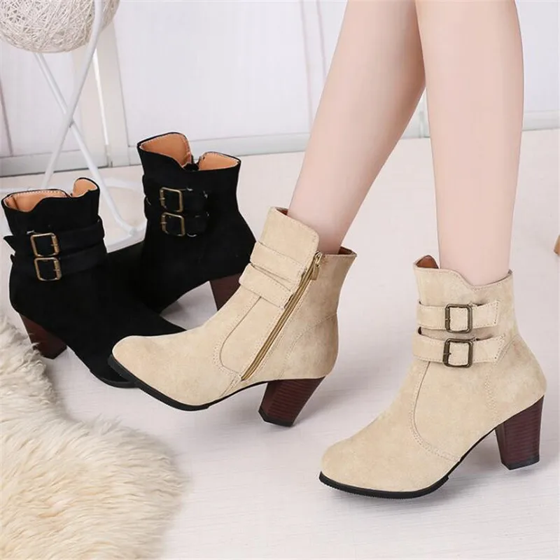 

Genuine Leather Ankle boots for women High heel boots Sexy Pointed Toe 2019 Winter Fashion shoes woman botas mujer botte femme