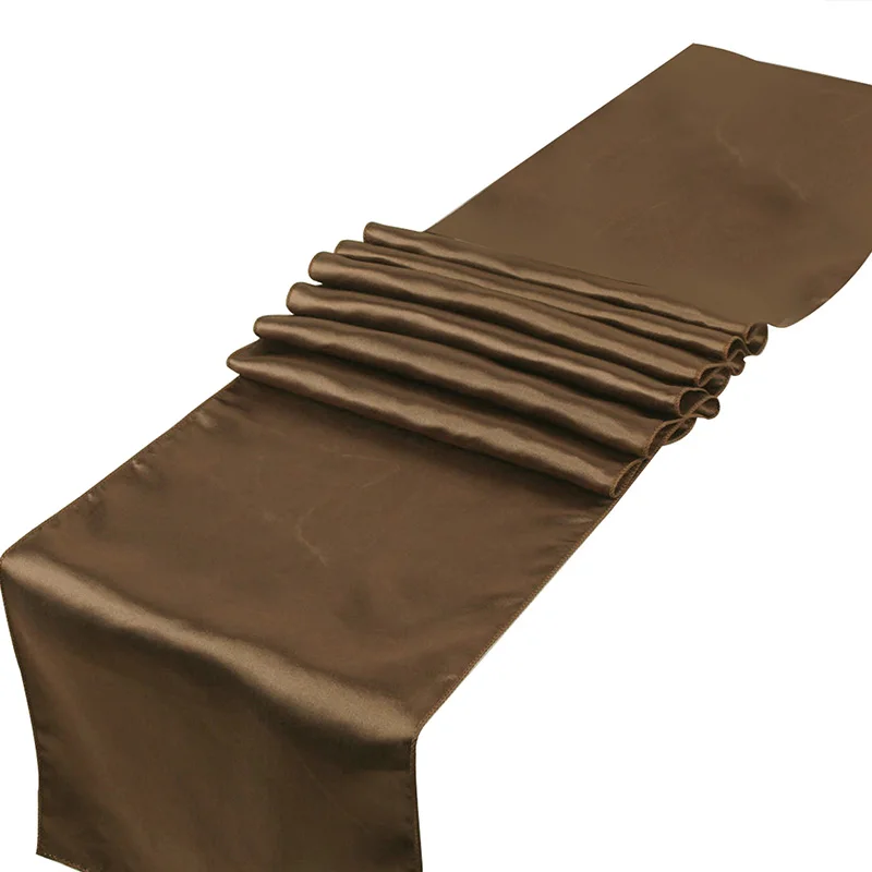 23 Цвета, атласные настольные дорожки 1" x 108"/30 см x 275 см для свадебной вечеринки, украшения для дома, стул, кушак, бант, скатерть - Цвет: chocolate