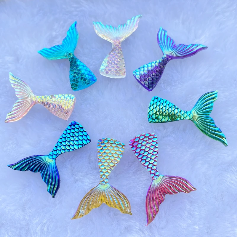 10/20pcs Mixed cartoon Mini Mermaid tail flatback Resin Cabochons Embellishments Scrapbook Craft DIY Hair Accessories C95 vintage miniature glass animals Figurines & Miniatures