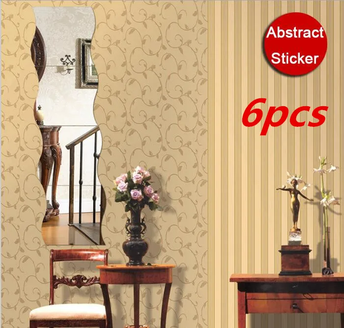 

6Pcs 3D Removable Acrylic Mirror Wall Stickers DIY Art Wall Decor Stickers Home Decor Living Room Mirrored Decorative Sticker