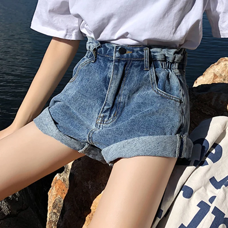 womens wide leg denim shorts