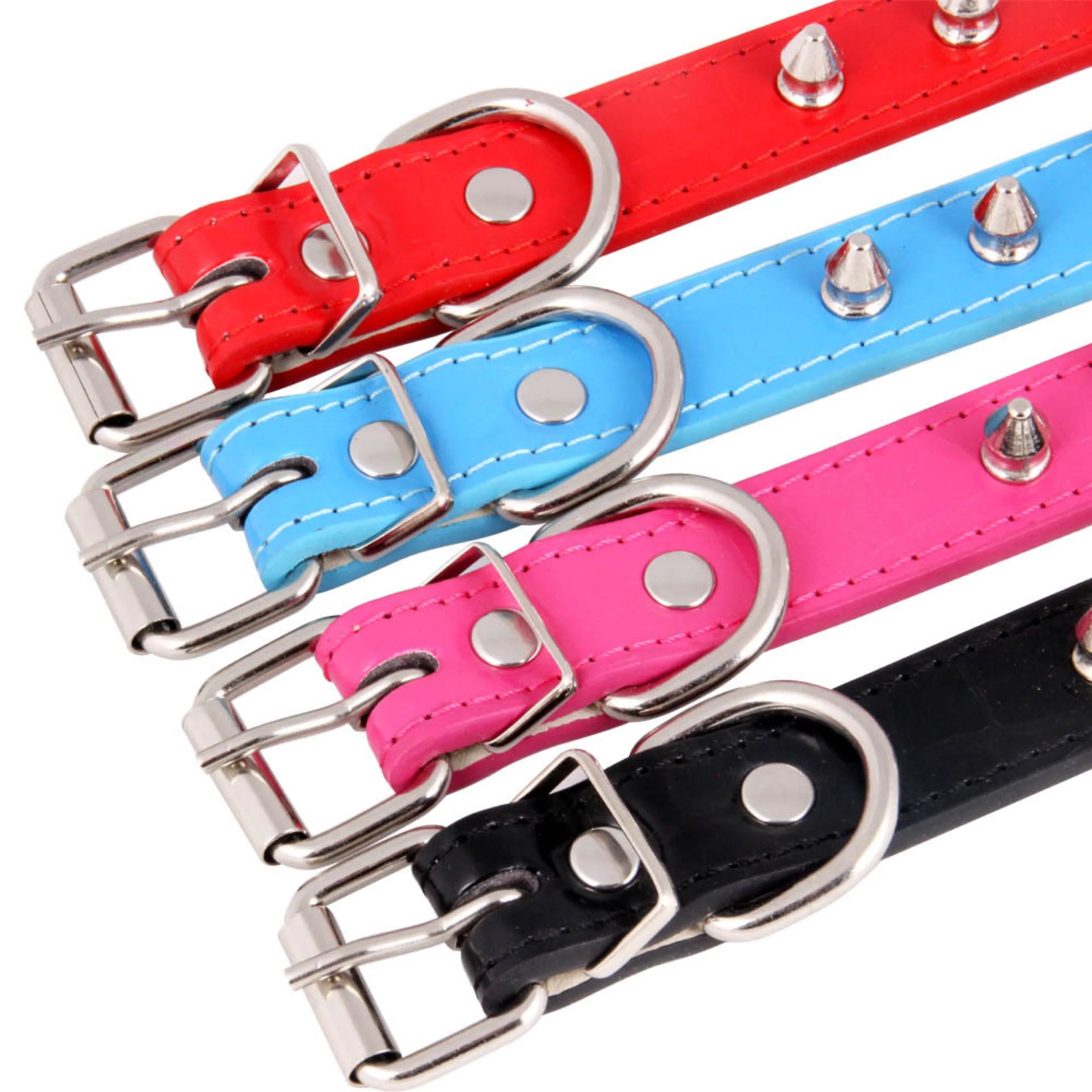 Dog Leather Collars With Nail PU Adjustable Pet Dog CatCollars Control Handle Training Pet Cat Dog Collar Pet Supplies Products