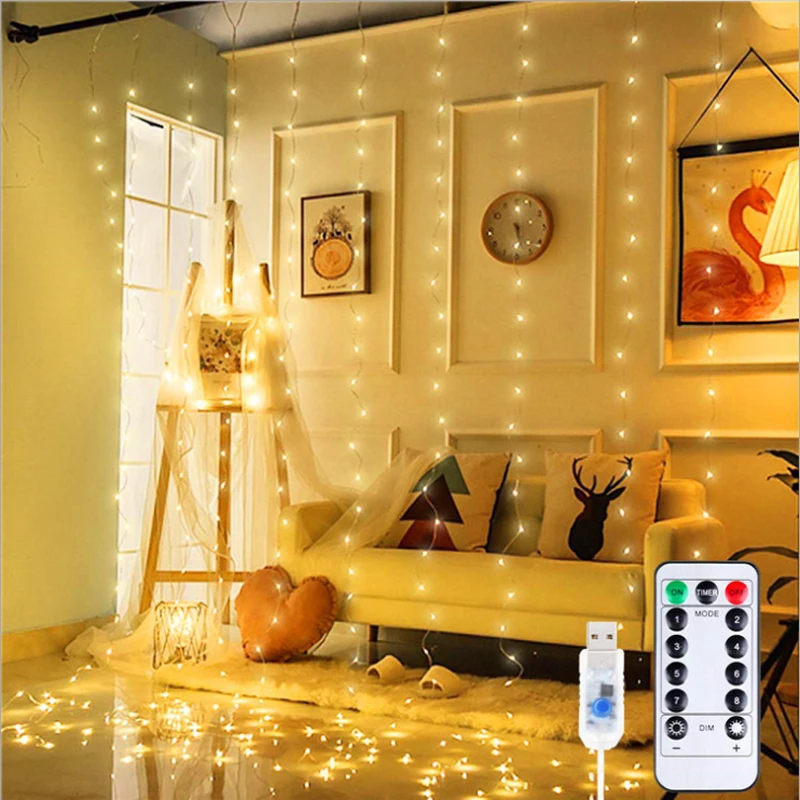 

remote USB LED curtain fairy Lights string Christmas led patio party wedding window decor outdoor string Lights Holiday lighting