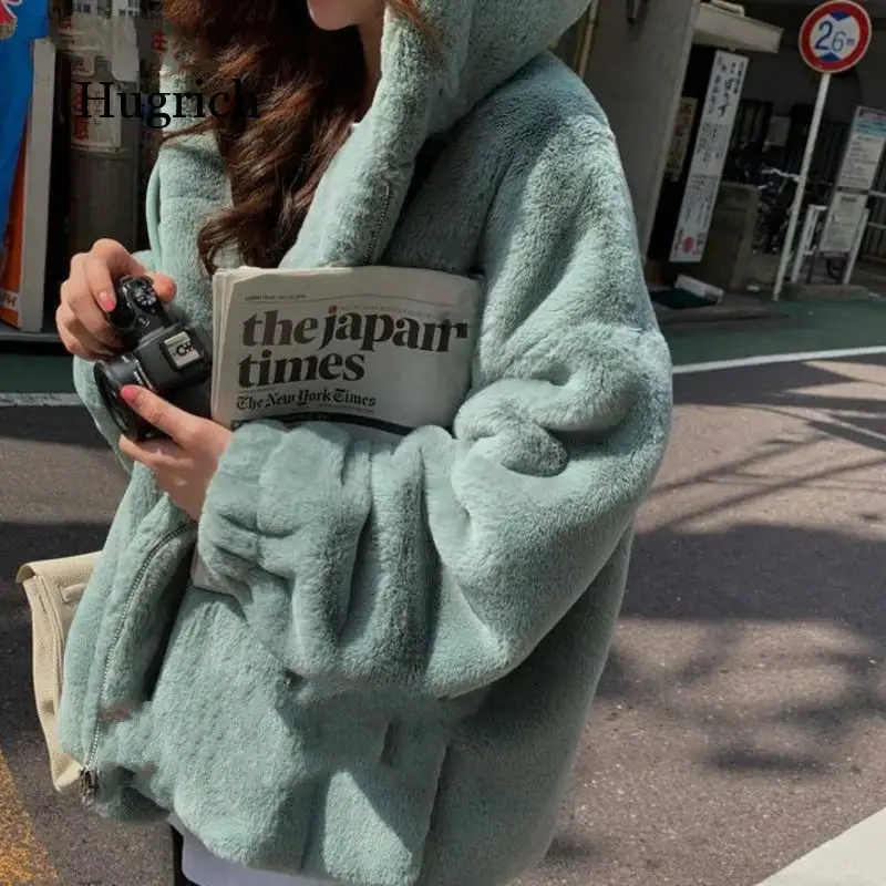 2020 Fashion Faux Fur Coat Winter Women Casual Hooded Slim Long Sleeve Winter Jacket Casaco Feminino