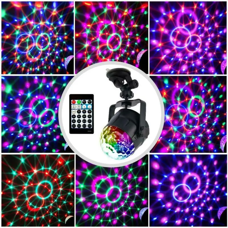 Автомобильный музыкальный звук диско DJ светильник светодиодный RGB Шар Лампа USB комплект с многоцветным изменением