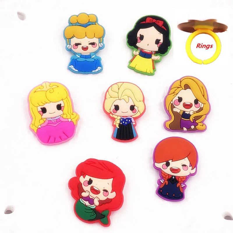 

1Pcs Cartoon Princess Mermaid Elsa PVC Rings for Children Kid Girls Baby Adjustable Fashion Accessories Finger Ring Party Gift