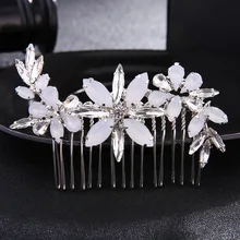 Нежная Свадебная расческа для волос сверкающий кристалл ремень из натуральной кожи форма свадебные аксессуары для волос FS57