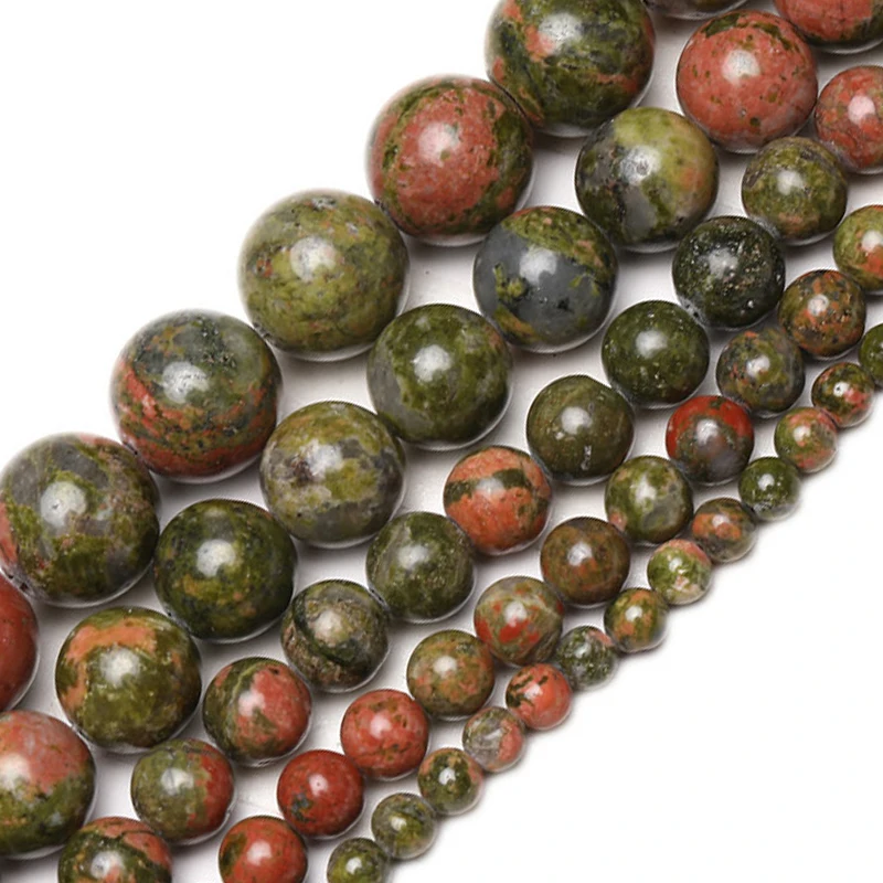 

Wholesale Natural Stone Unakite Round Loose Beads 15" Strand 4 6 8 10 12MM Pick Size For Jewelry Making DIY Bracelet Necklace