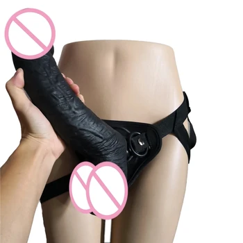 strap on dildo silicone huge realistic penis on strap leather belt adjustable sex toys suction cup lesbian masturbate sex shop 6