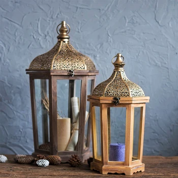 

Windproof Wood Candle Holder Luxury Retro Romantic Dinner Candle Holder Rustic Nordic Bougeoir Bois Home Decoration JJ60ZT