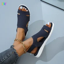 

2022 New Summer Sandals for Women Sexy Shoes Crystal Casual Women's Wedge Sandals Buckle Belt Ladies Fashion Beach Sandals Mujer