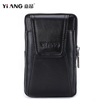 

Genuine Leather Men's Belt Bag Purse Fanny Pack Waist Bag For Cell Mobile/Phone Money Pocket Pouch For Men Cowhide Hip Bum Bags