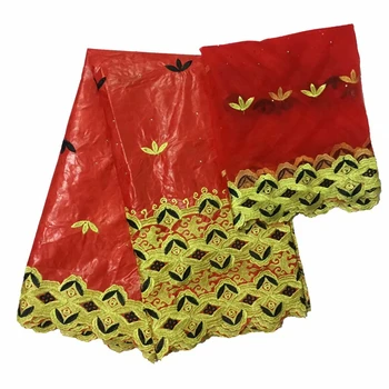 

2019 New arrival Stone african Bazin riche getzner fabric with embroidery lace / bazin riche dress material Nigerian