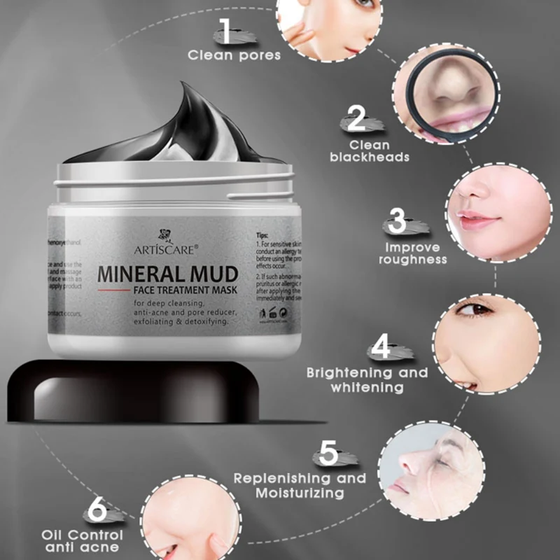 Mineral Mud Face Mask 60g Deep Cleaning Blackhead Remove Moisturizing Facial Mask Deep Cleansing Pores Mask 3