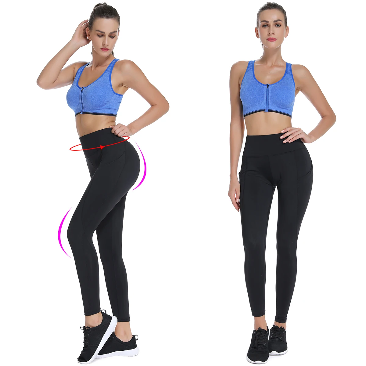 Sport Gym Leggings Women Body Shapers High Waist with Pockets Running Fitness Seamless Leggings Stretch Training Skinny Pants