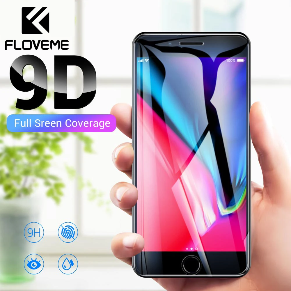 FLOVEME Gehärtetem Glas Für iPhone XR 7 Plus 9D Screen Protector Glas Für iPhone 7 8 6 6S Plus X XS