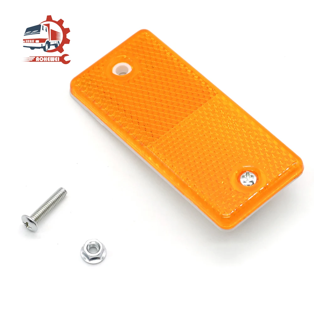 AOHEWEI-tiras de seguridad reflectantes para remolques, Reflector trasero amarillo, fijación de tornillo para caravana, furgoneta, camión, postes de puerta, aprobación ECE, 1 Uds.